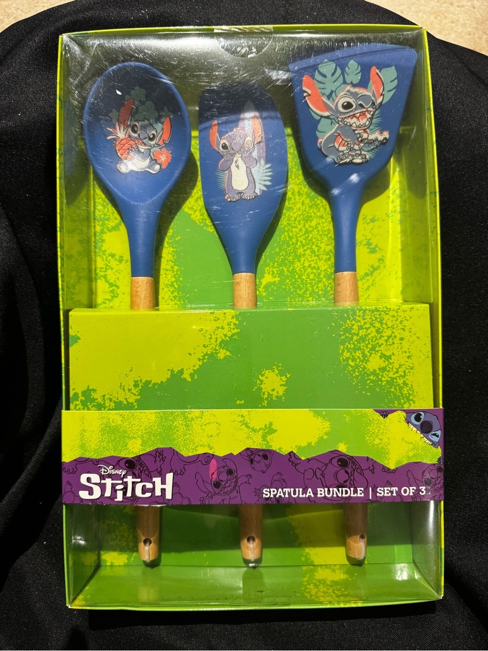 Disney Stitch Spatula Bundle - Set of 3 Wooden Spatulas w/Silicone Tips